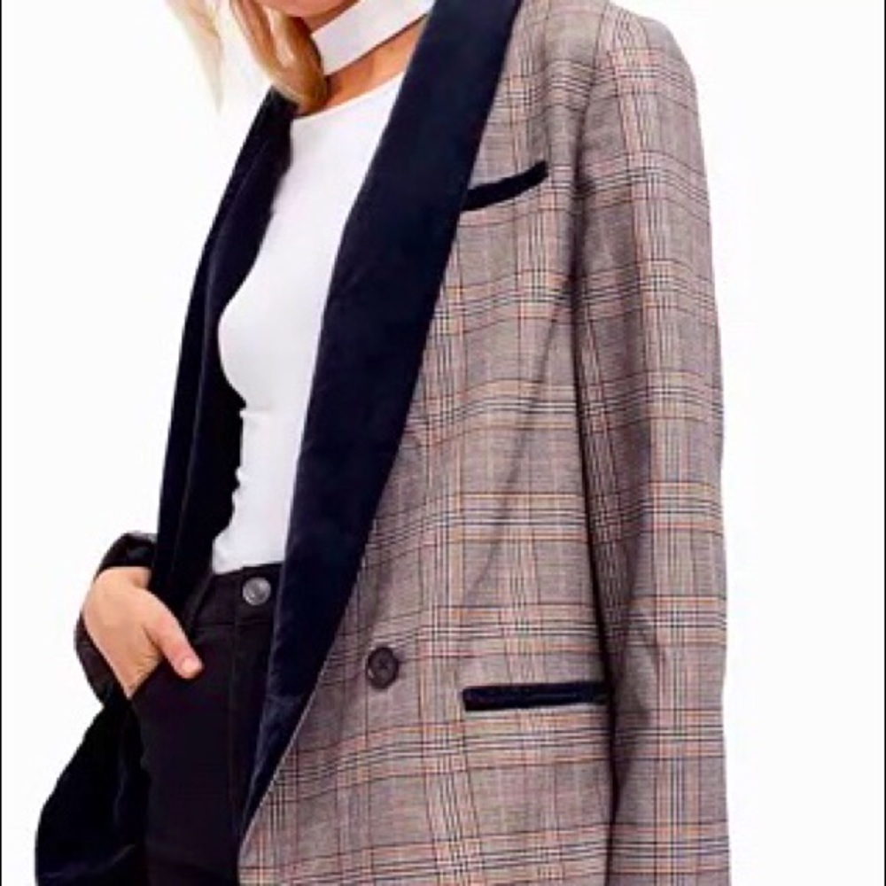 Free People Boyfriend Blazer with velvet detail